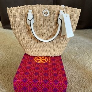 Tory Burch Straw Bucket Purse NWT